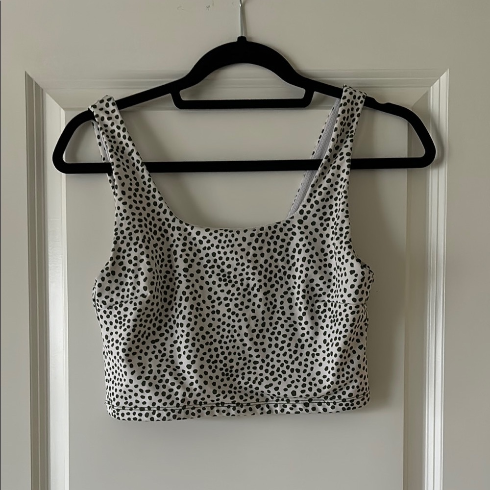 Green and White Square Neck Sleeveless Crop Top